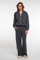 zip sweater with a balloon sleeve 
