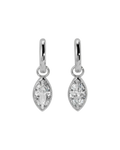 silver marquise huggie earring