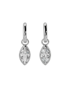 silver marquise huggie earring