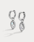 silver marquise huggie earring