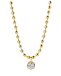 gold beaded ball necklace with diamond drop pendant
