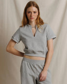 grey short sleeve sweatshirt