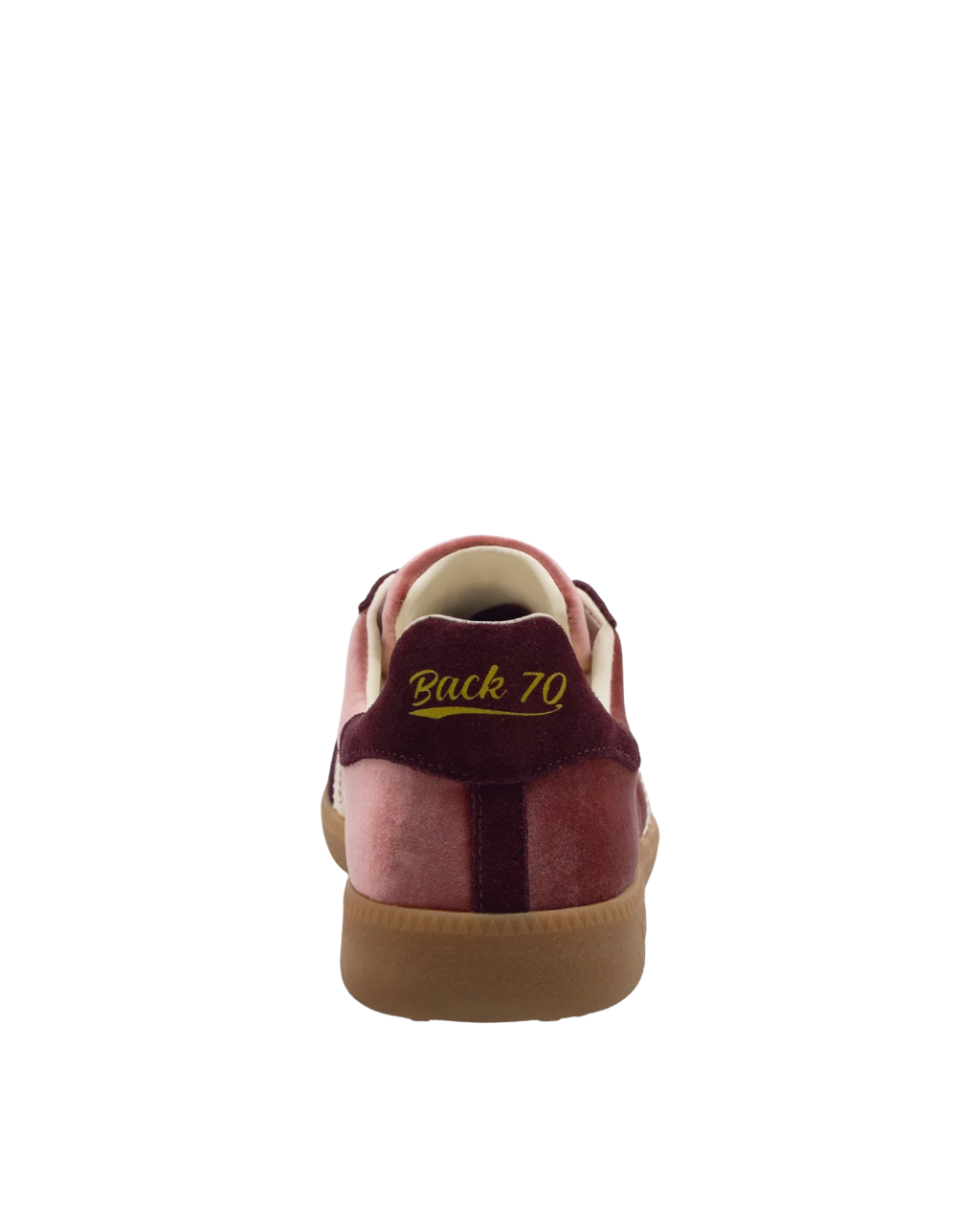 velvet sneaker in burgundy and pink suede
