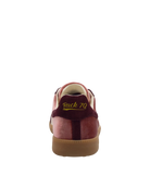 velvet sneaker in burgundy and pink suede