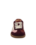 velvet sneaker in burgundy and pink suede