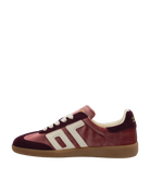 velvet sneaker in burgundy and pink suede