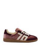 velvet sneaker in burgundy and pink suede