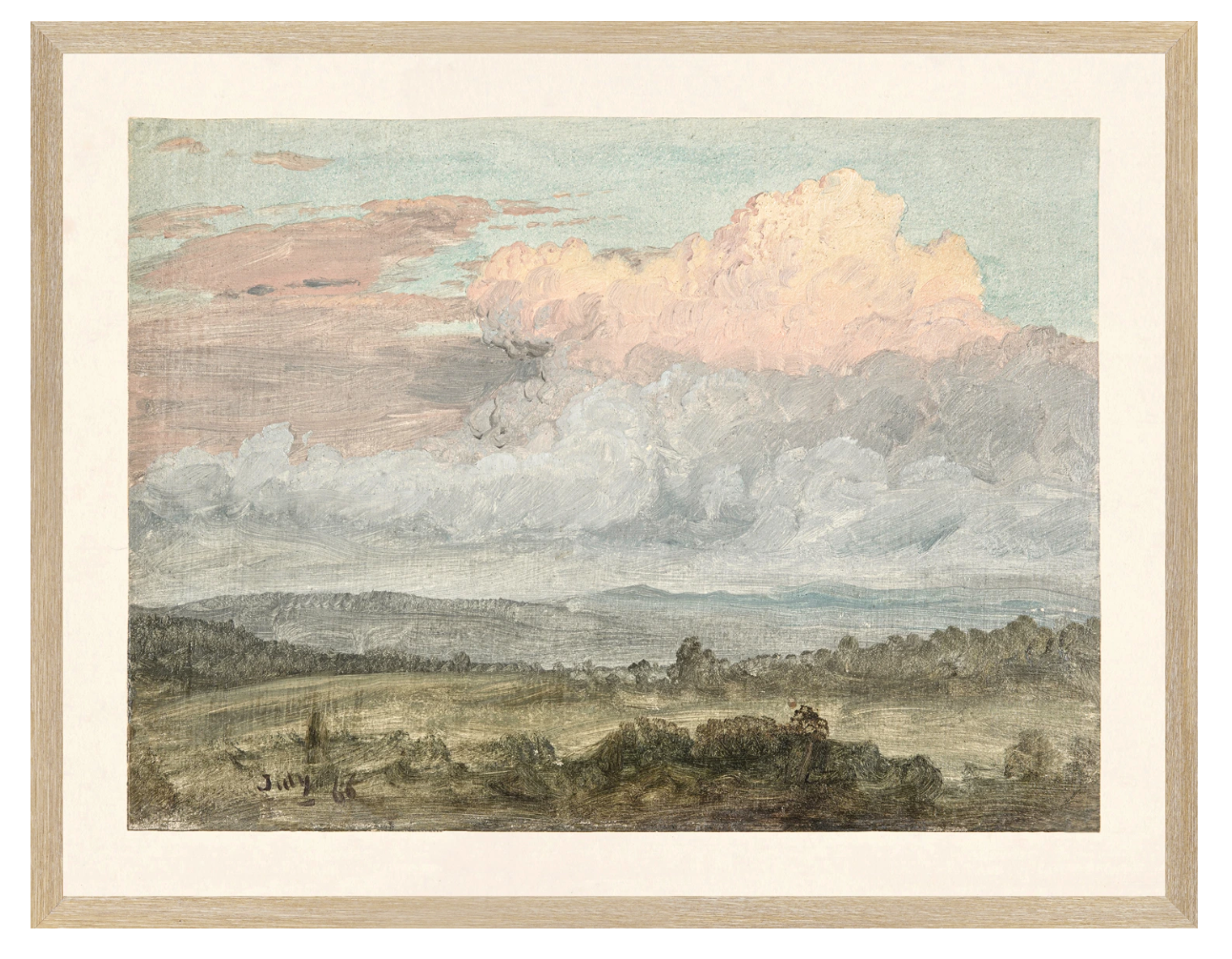 framed art of clouds over greenery