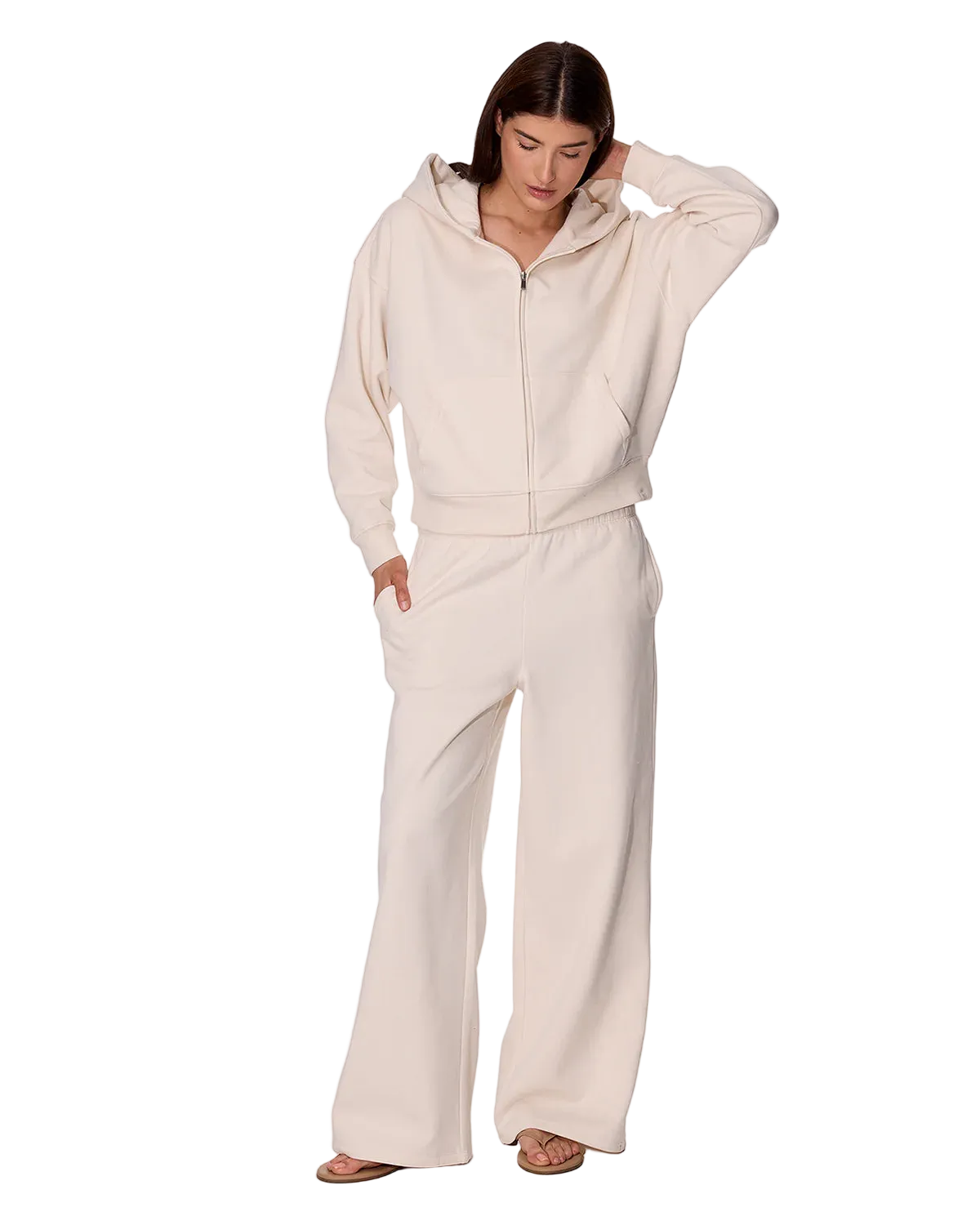 beige zip up hoodie