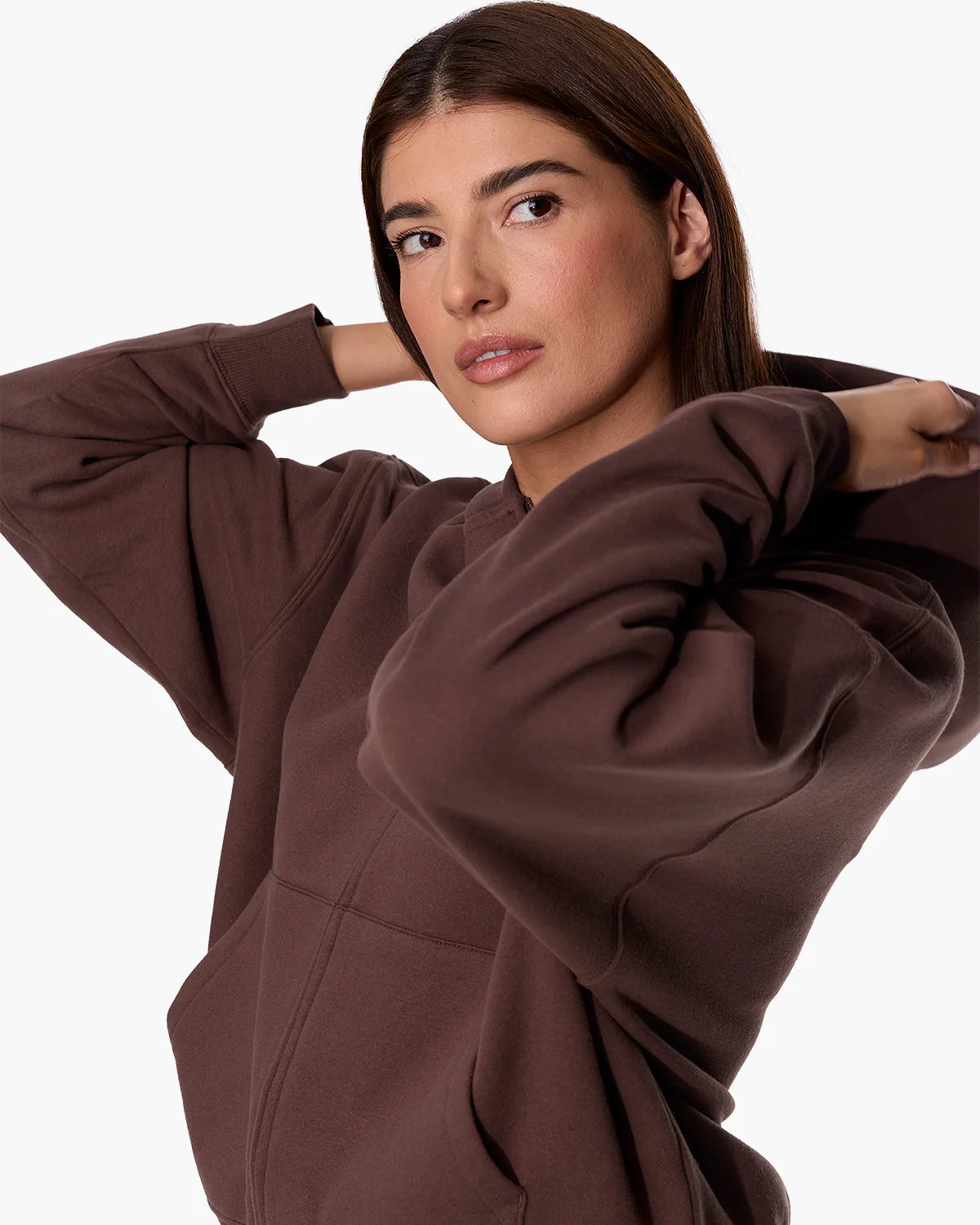 brown zip up hoodie