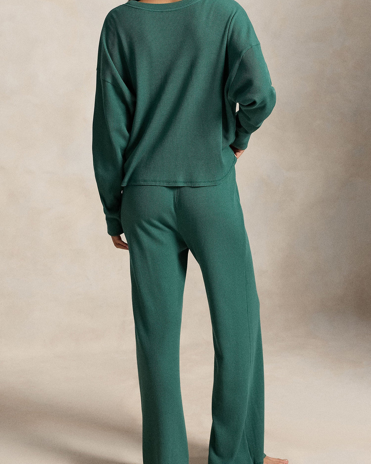 watching top and pant set in green