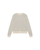 cream sweater with a light blue stripe