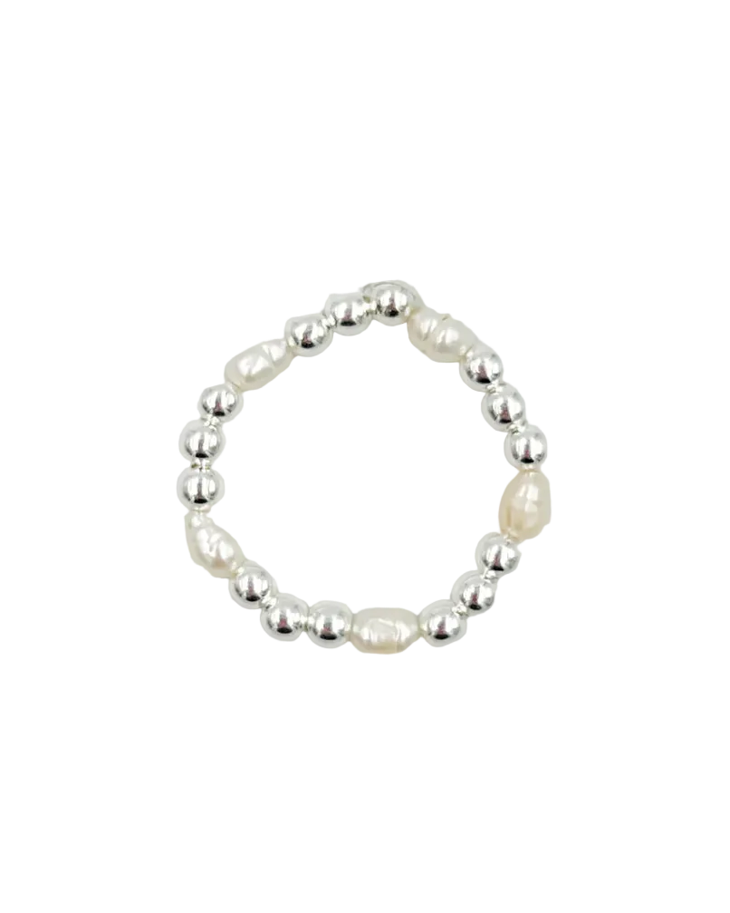 silver rings with pearls