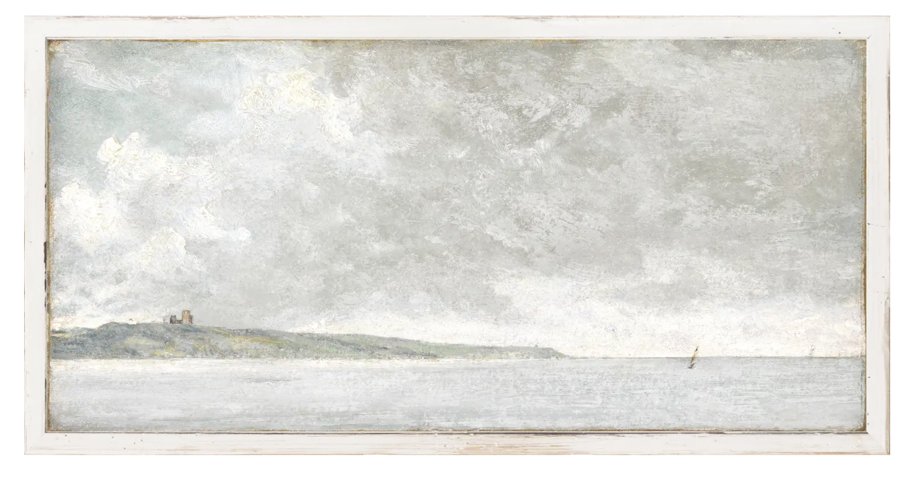 framed art of a coastal scene with cliffs