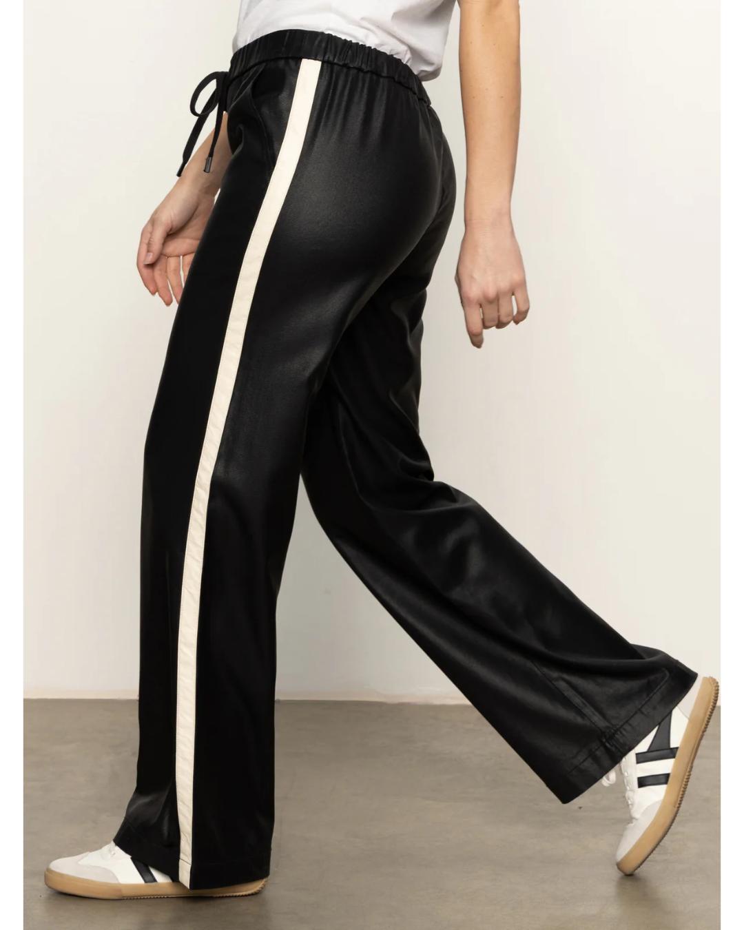 black track pant with white stripe down the side