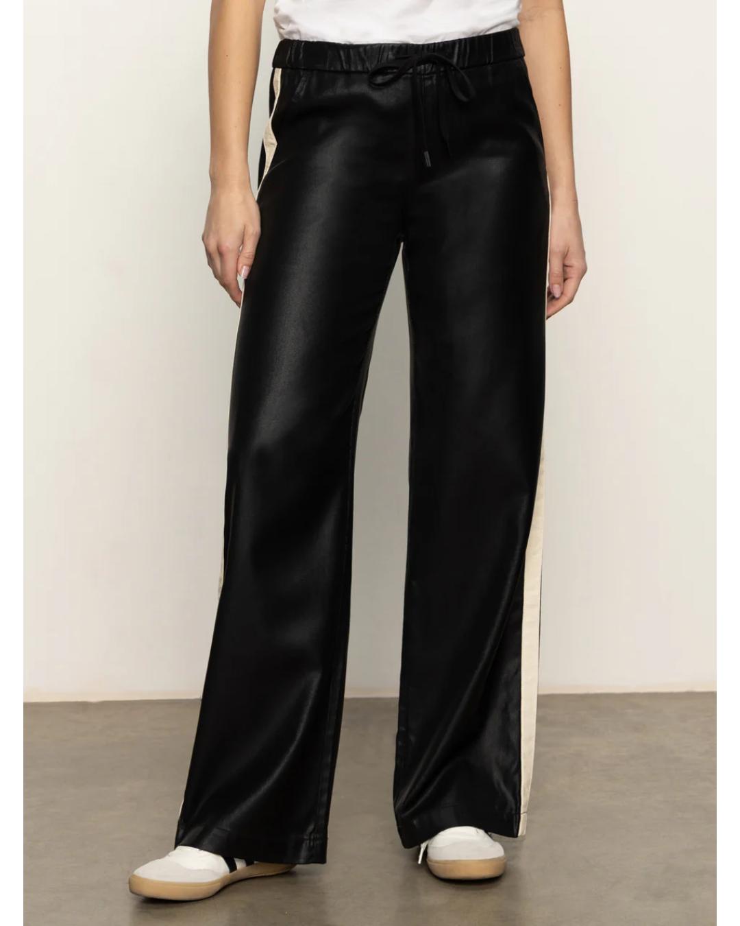black track pant with white stripe down the side