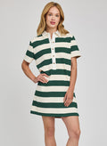 mini polo dress in cream and green stripes