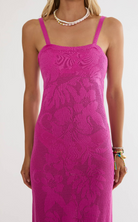 open knit pink midi dress