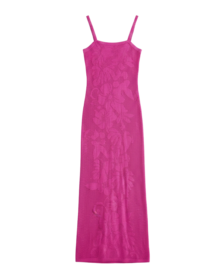 open knit pink midi dress