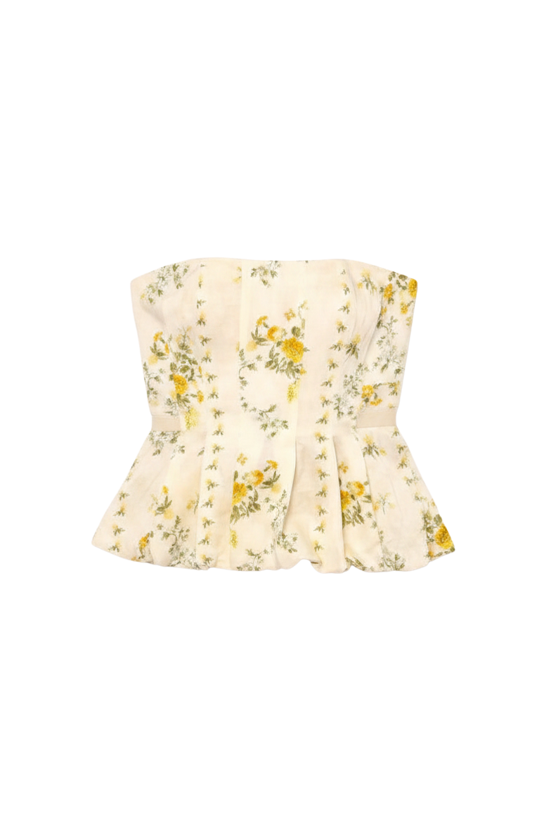 strapless floral bubble top