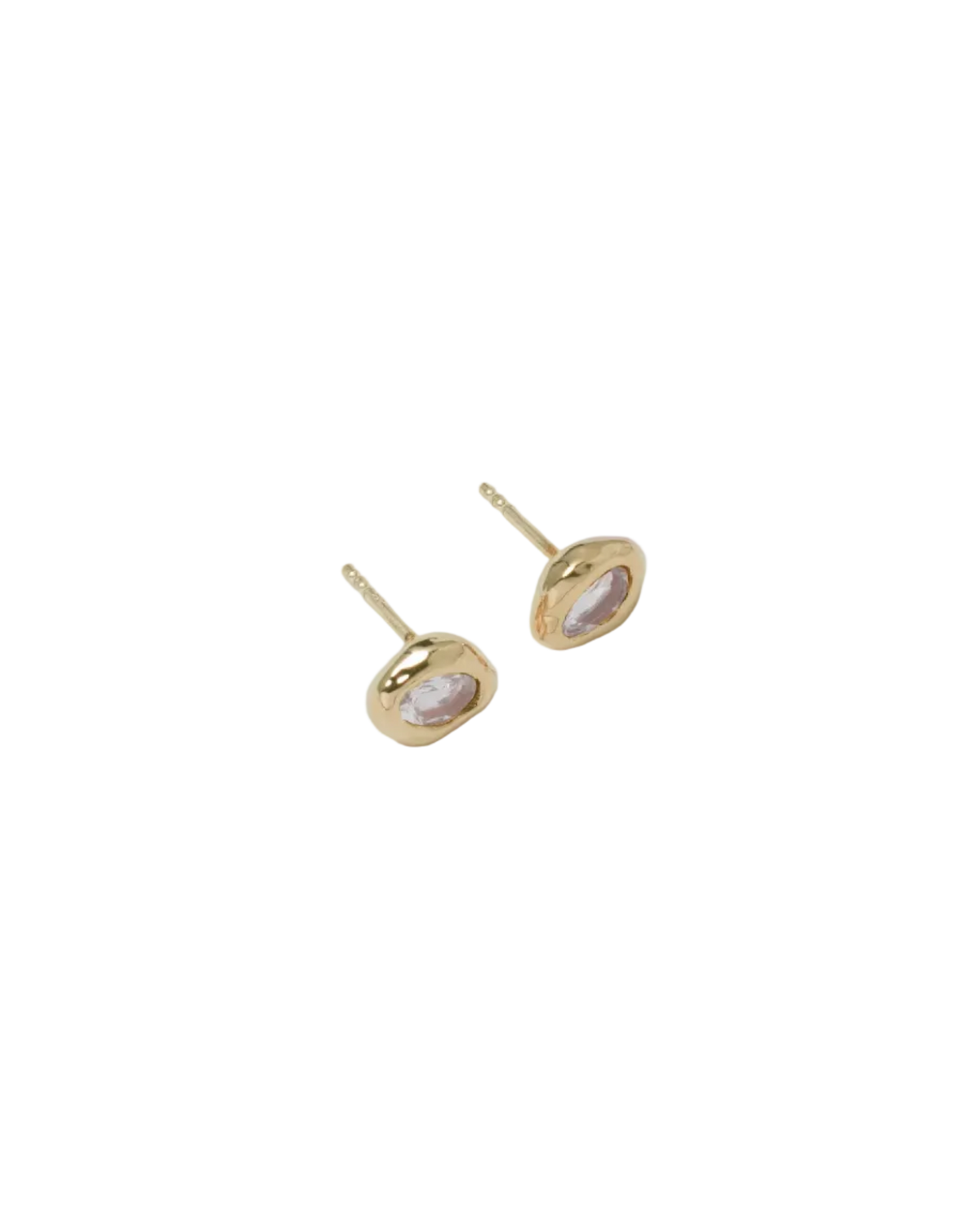gold stud earrings with stone in the middle