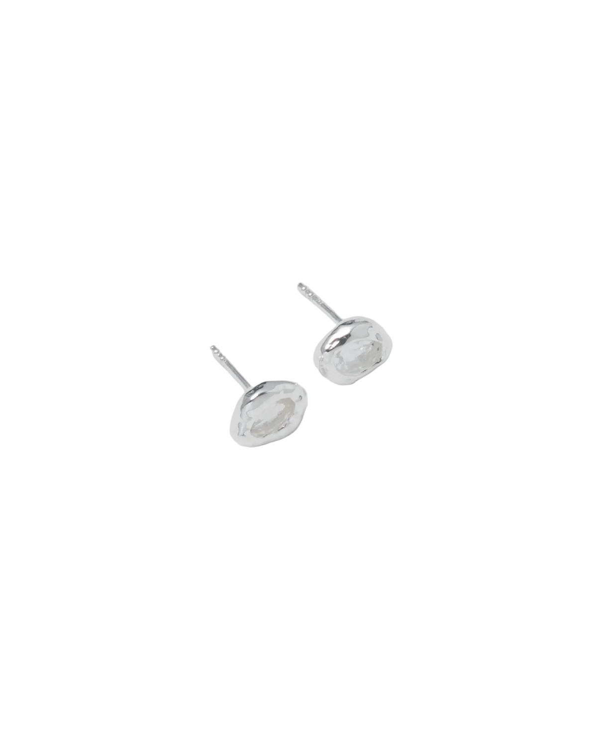 silver stud earrings with gem in the middle