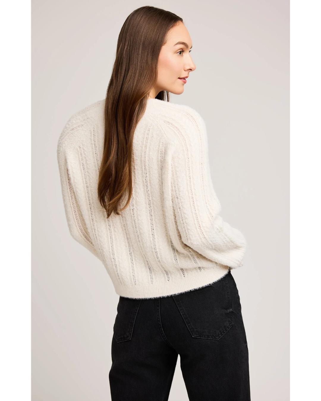 cream fuzzy crewneck sweater