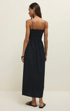 black poplin midi dress