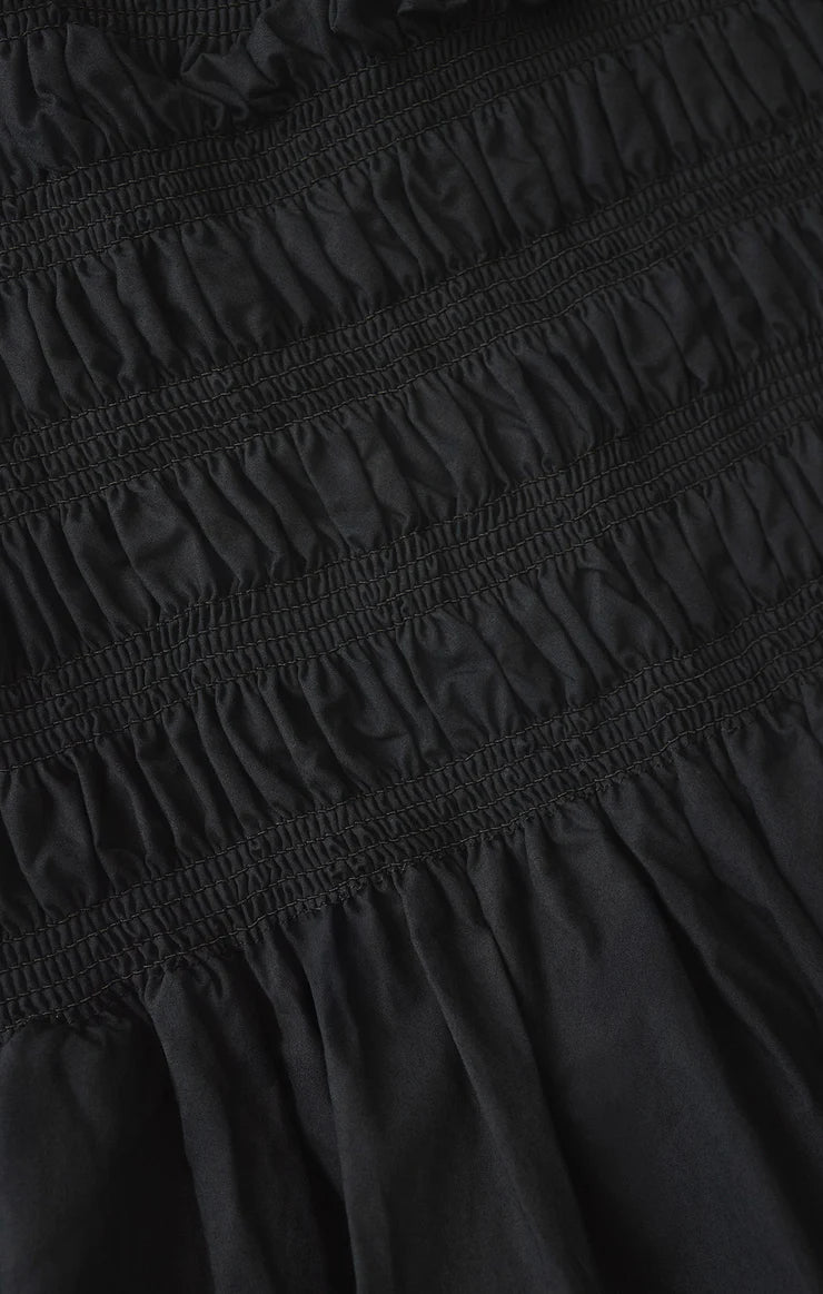 black poplin midi dress