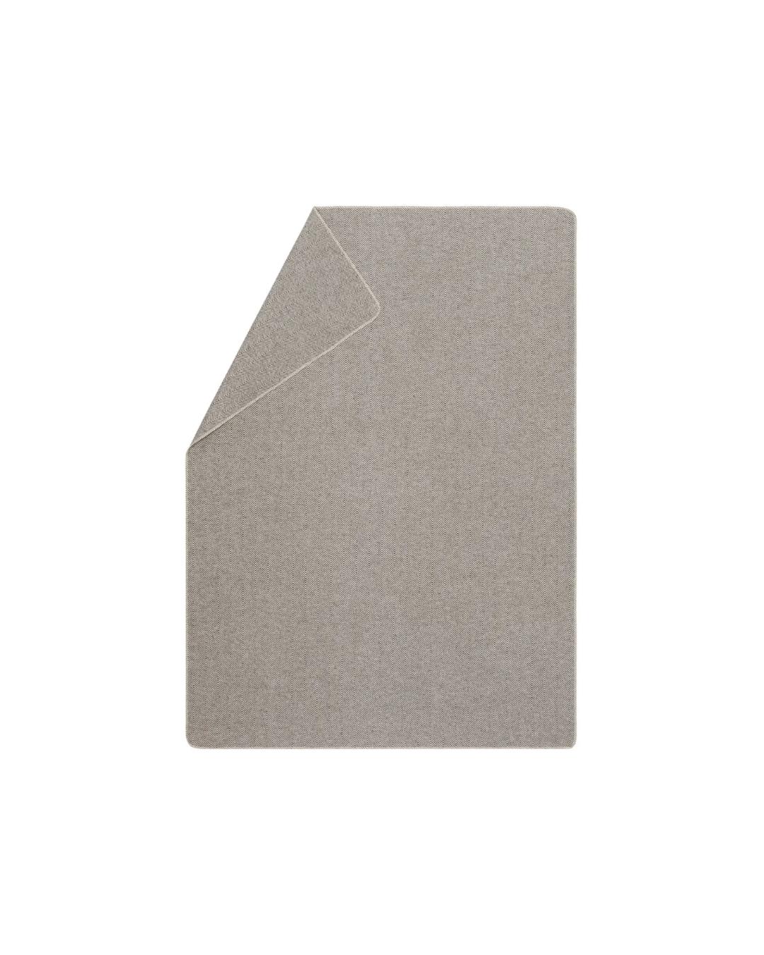 beige blanket with herringbone pattern