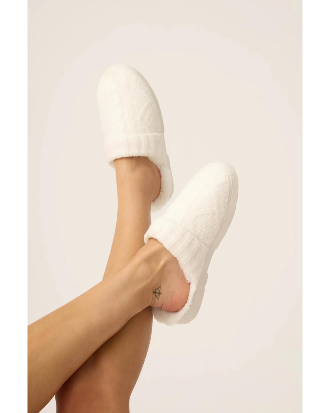 ivory cable knit house slippers