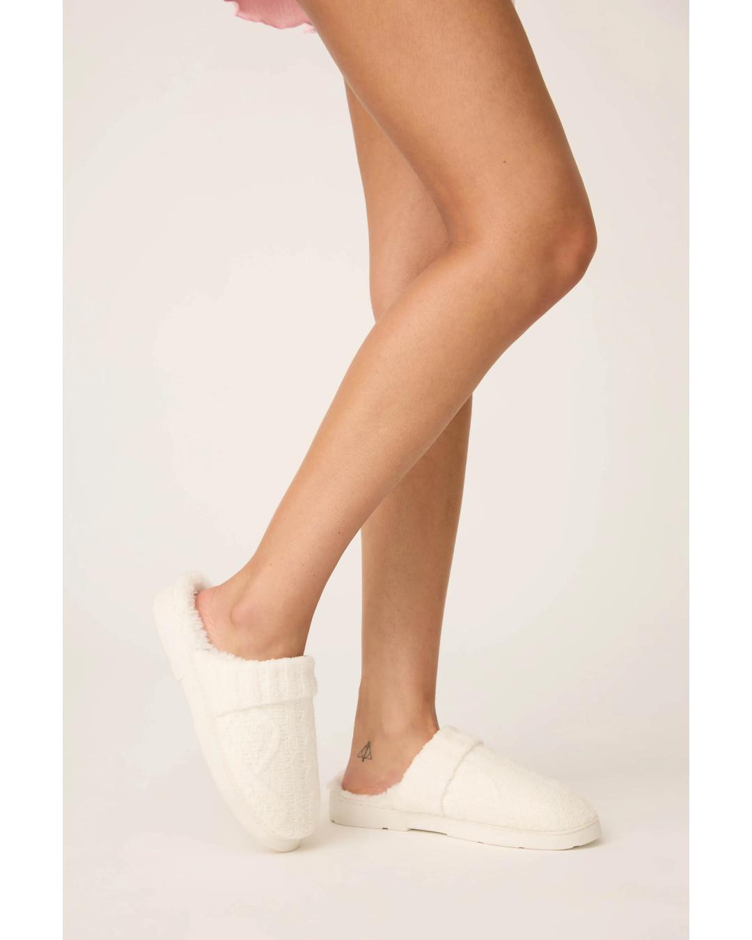 ivory cable knit house slippers