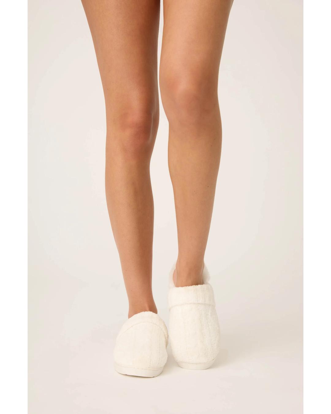 ivory cable knit house slippers