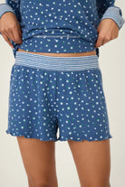 lounge shorts in blue with white florals 