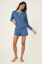 lounge shorts in blue with white florals 