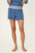 lounge shorts in blue with white florals 