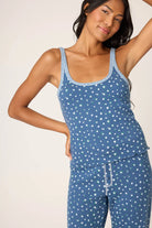 lounge tank in blue with white florals