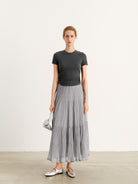 midi tiered skirt in grey