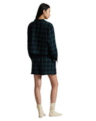 long sleeve top and boxer pj set in a blue and green plaid print