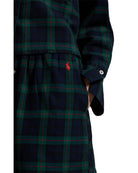 long sleeve top and boxer pj set in a blue and green plaid print