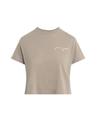 t-shirt in light brown with favorite daughter written on side of chest