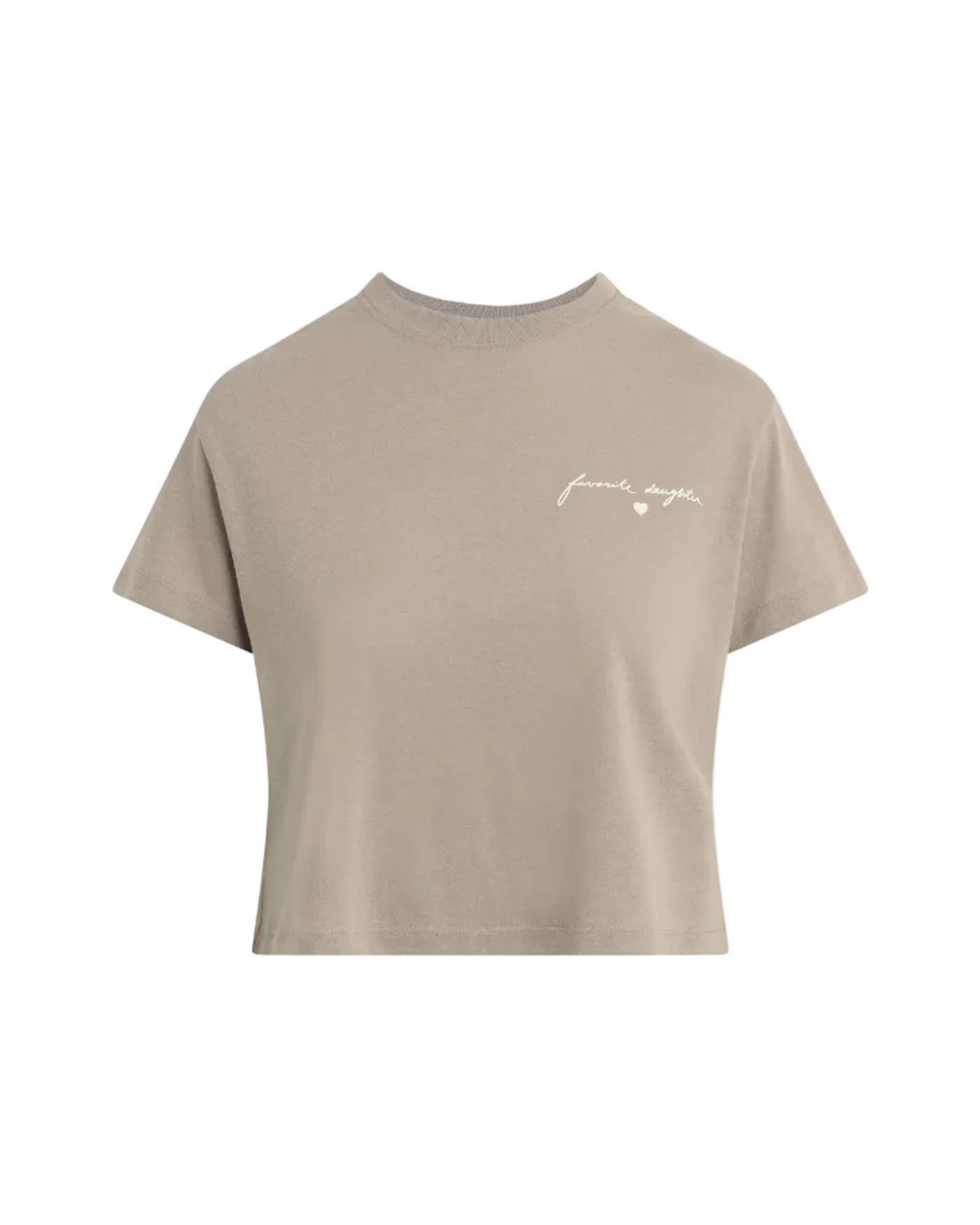 t-shirt in light brown with favorite daughter written on side of chest