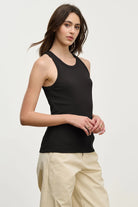 basic racerback ribbed black tank