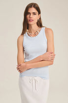 racerback rib tank in light blue