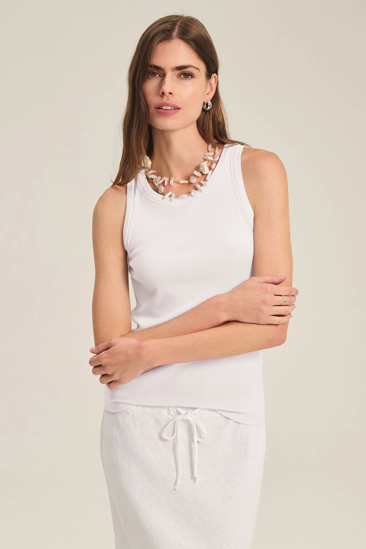 basic white ribbed racerback tank