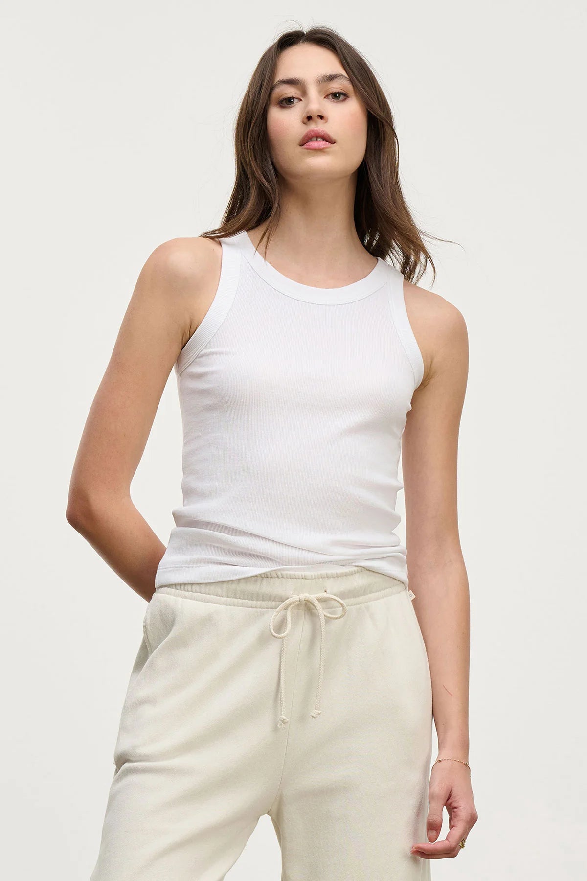 basic white ribbed racerback tank