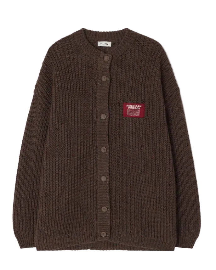 oversized brown knit cardigan