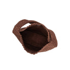 woven suede shoulder bag in brown