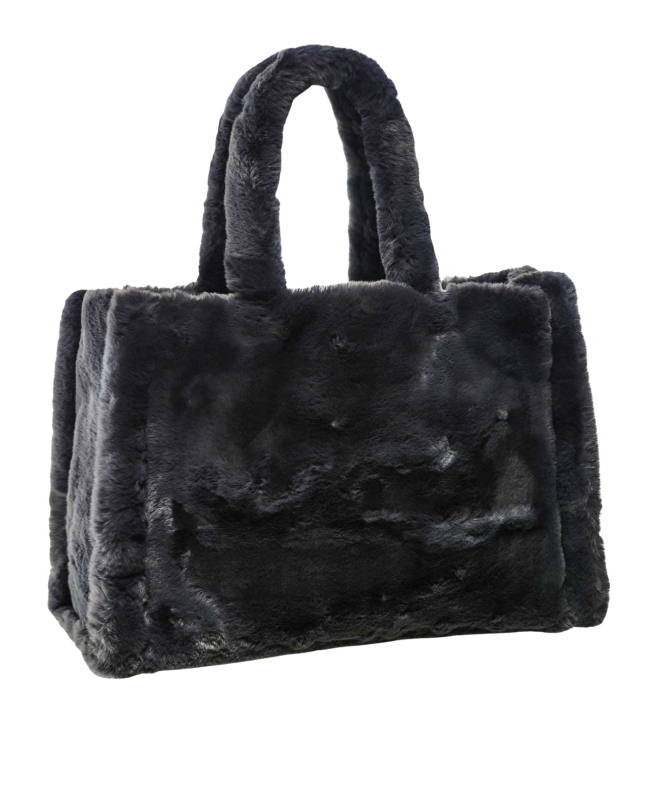 large black faux fur purse