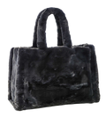 large black faux fur purse